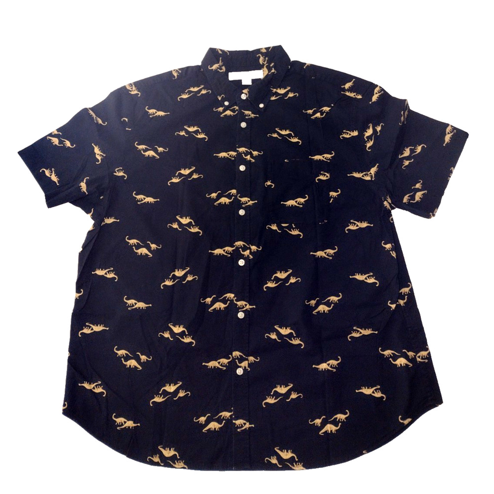 Old Navy Slim Fit Dino Graffic Shirt Short Sleeve Black Color Men's XXL